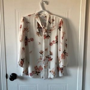 Floral Blouse w/ Neck Tie